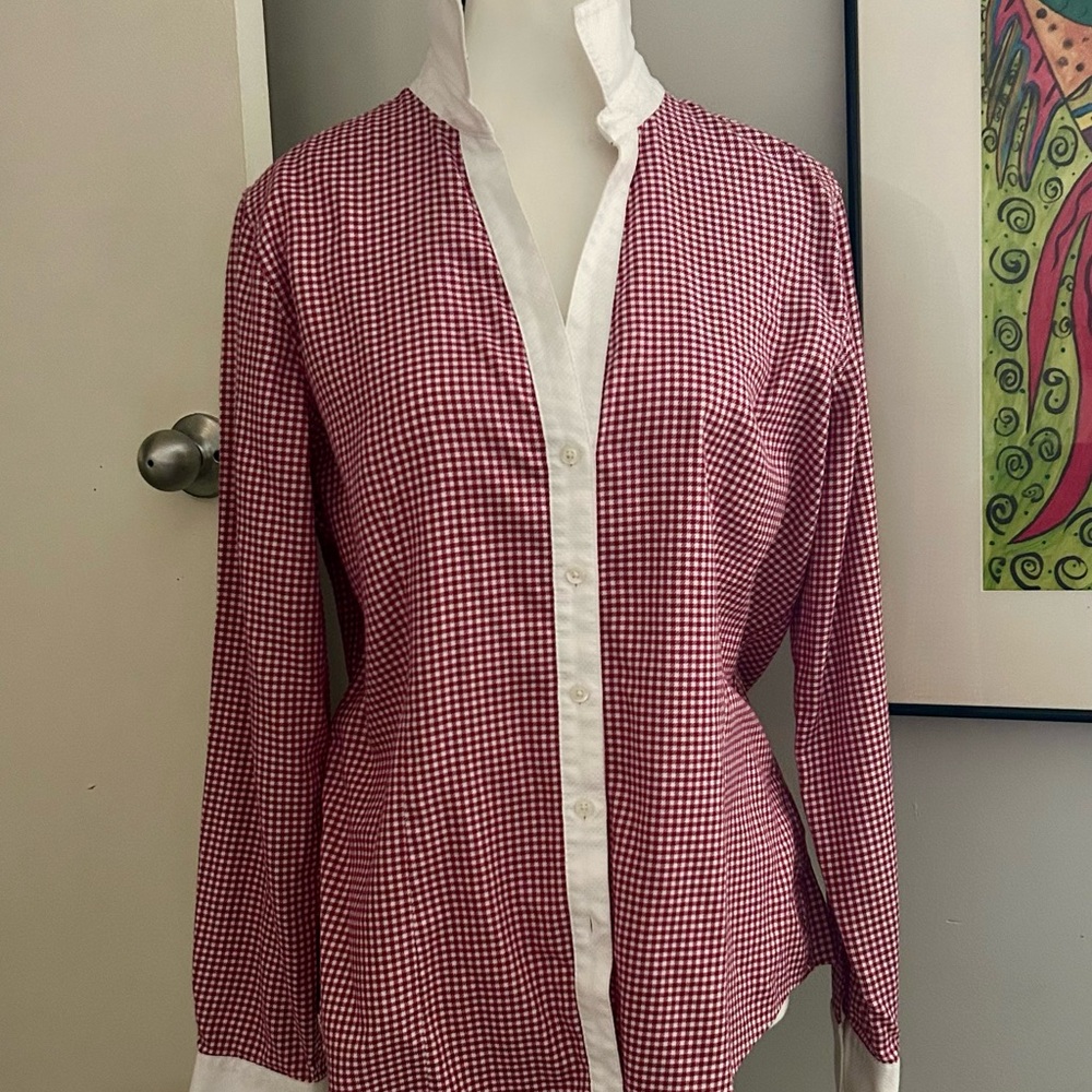 Brooks Brothers. Women’s, Red and White Gingham Button-Down Shirt, Fitted.